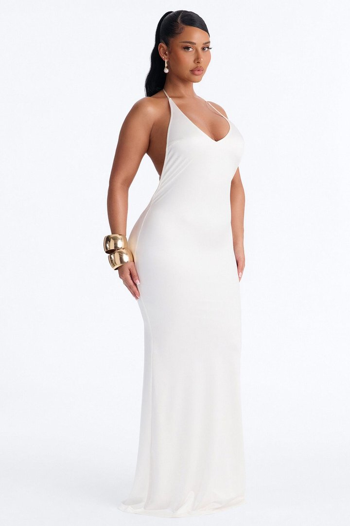Statement Maker Drop Back Maxi Dress - White