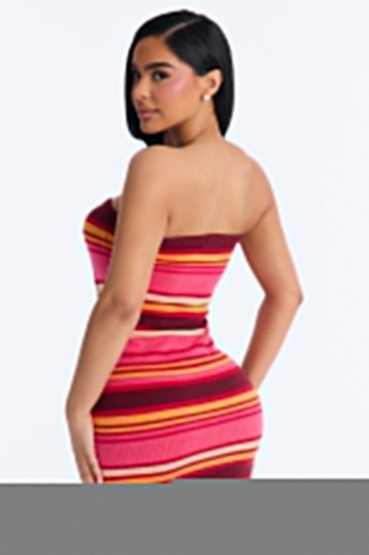 Glow Up Strapless Sweater Mini Dress - Burgundy/combo