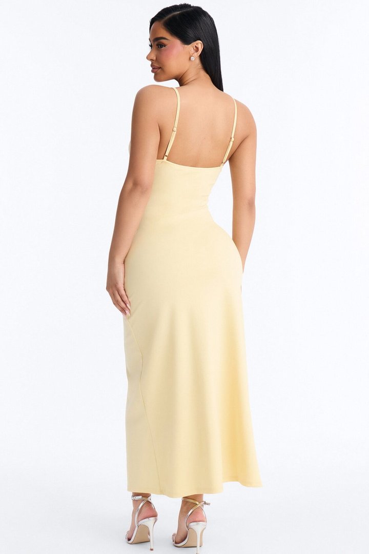 Mariana Lace Trim Midi Dress - Yellow