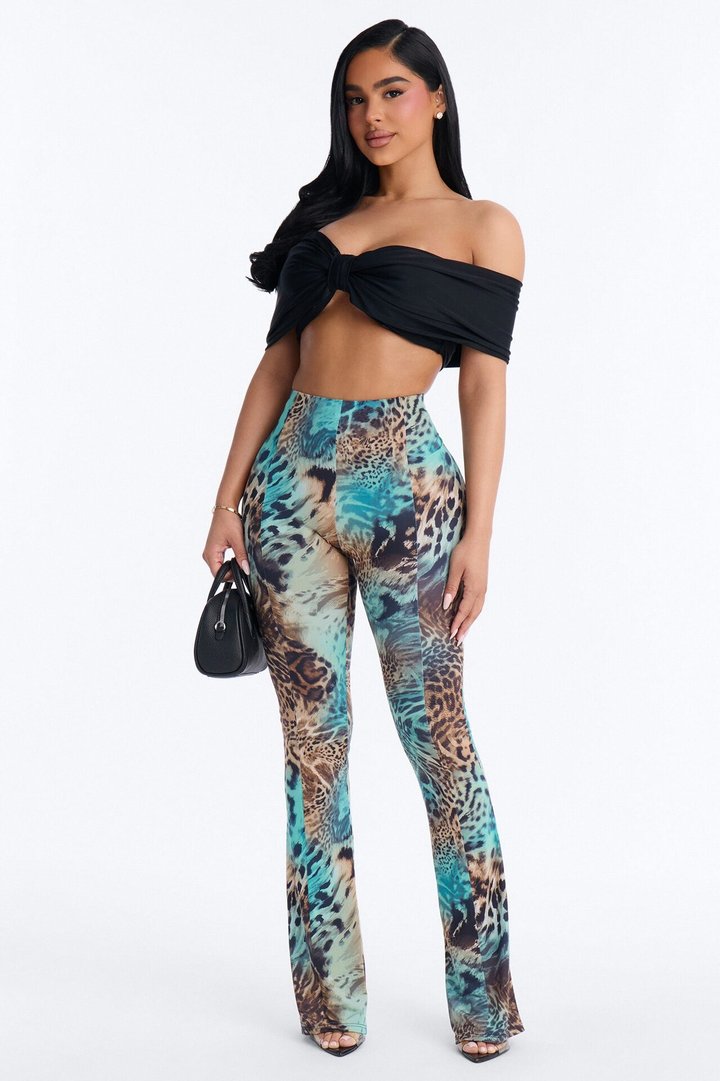 Marceline High Rise Animal Flare Pant - Multi Color