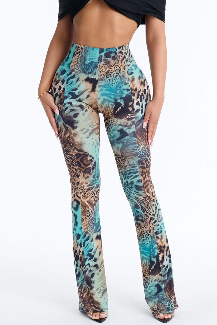 Marceline High Rise Animal Flare Pant - Multi Color