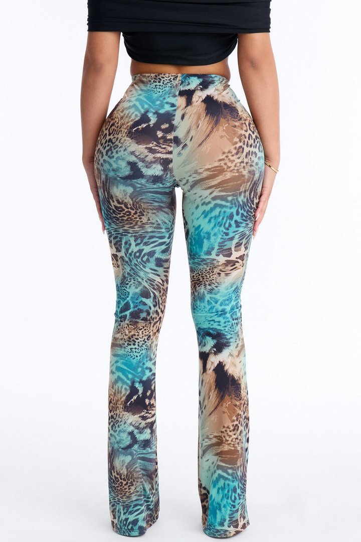 Marceline High Rise Animal Flare Pant - Multi Color