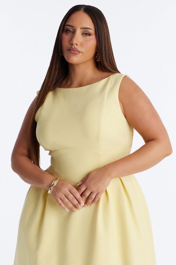 Anika Pleated Midi Dress - Butter Yellow