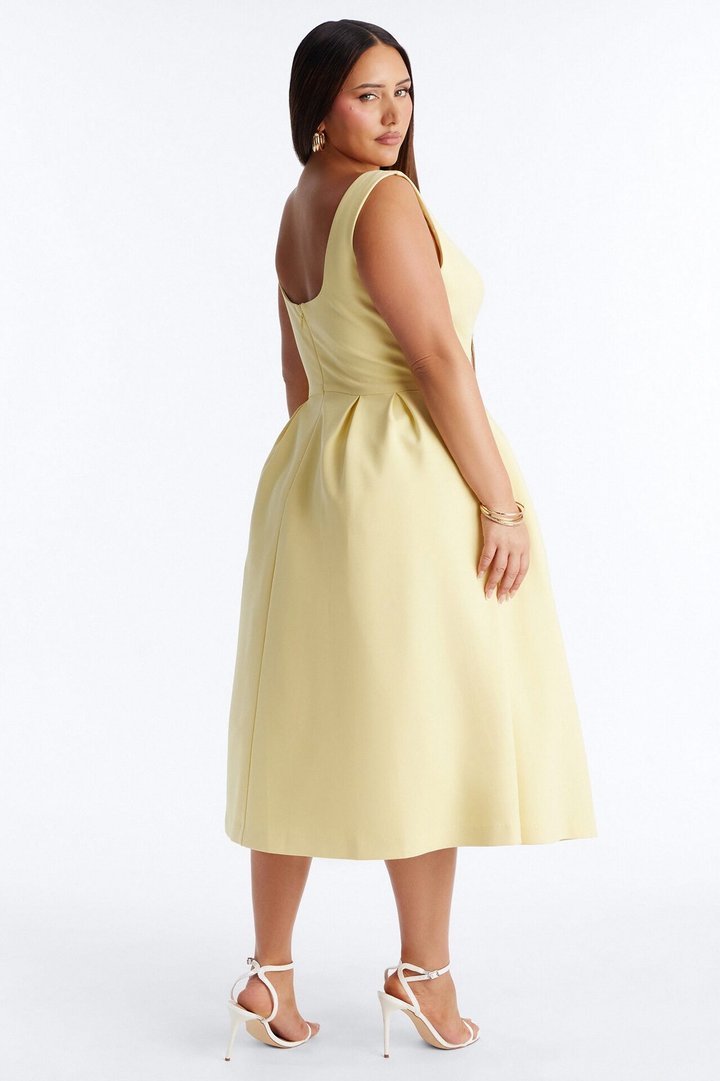 Anika Pleated Midi Dress - Butter Yellow