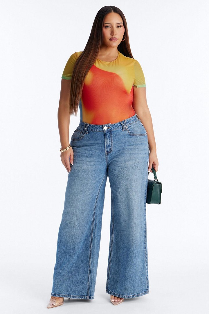 Hottest Touch Short Sleeve Mesh Bodysuit - Multi Color