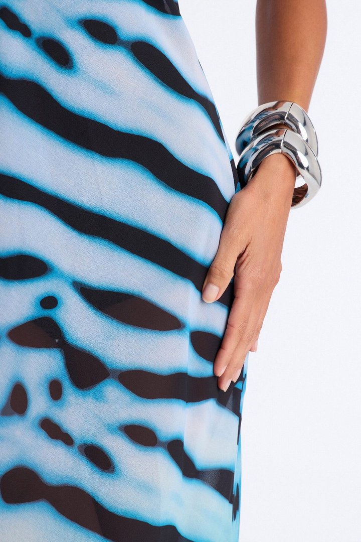 Brianna Strapless Chiffon Maxi Dress - Blue/combo