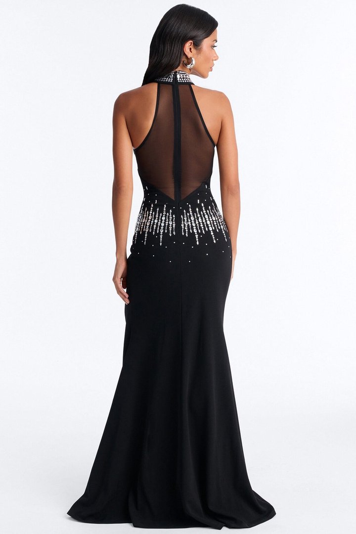 Chloe Rhinestone Embellished Gown - Black