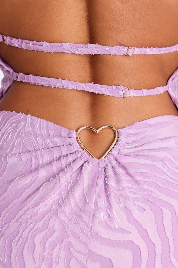 So In Love Textured Halter Flare Pant Set - Lilac