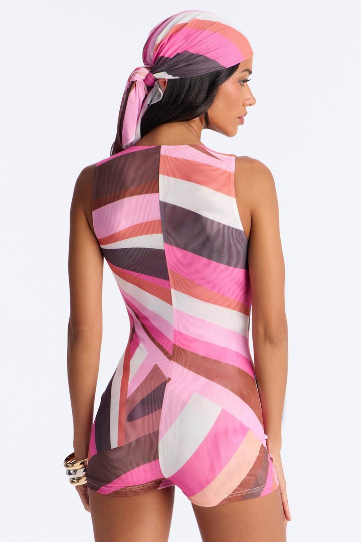 Private Party Abstract 2 Piece Romper Set - Pink