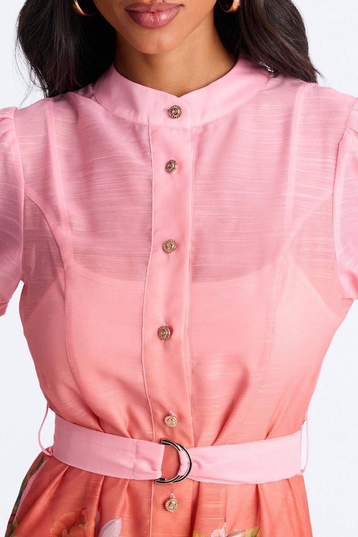 Fellie Floral Organza Mini Dress - Pink/combo