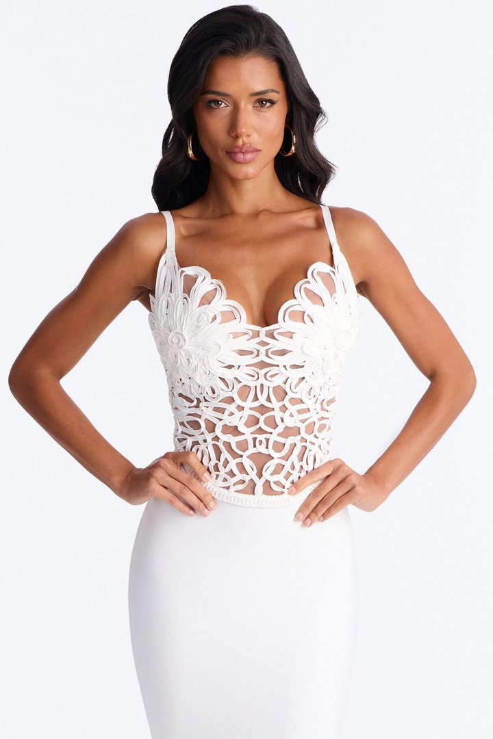 Monique Bandage Mermaid Maxi Dress - White