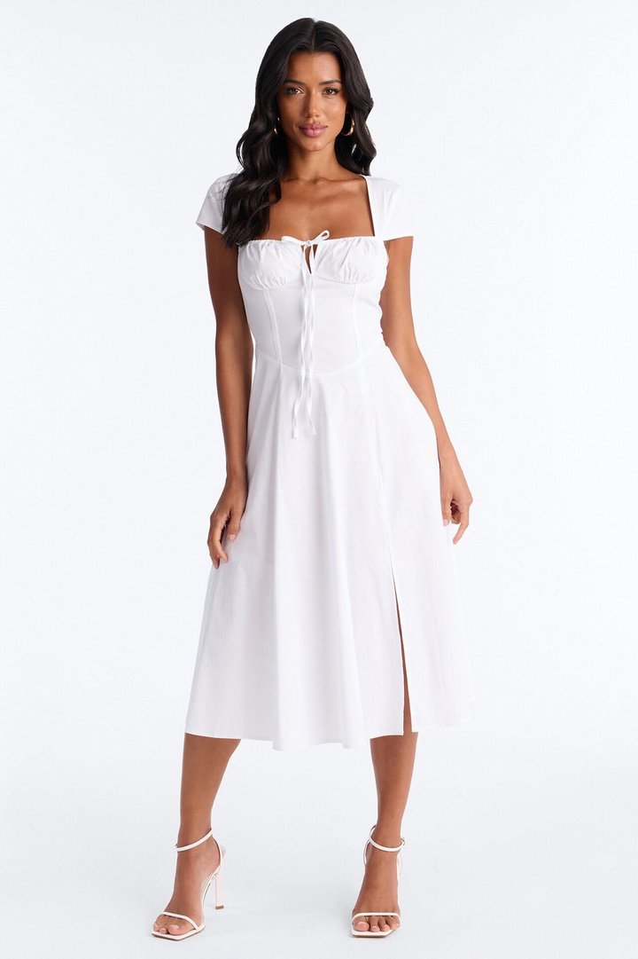 Juniper Cap Sleeve Midi Dress - White