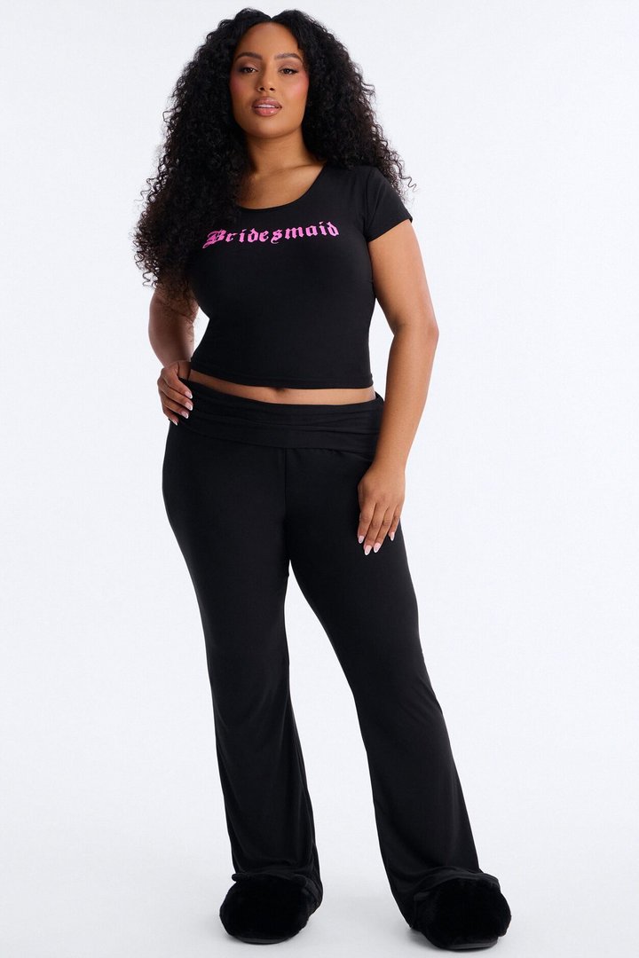 Y2K Bridesmaid PJ Pant Set - Black/Pink