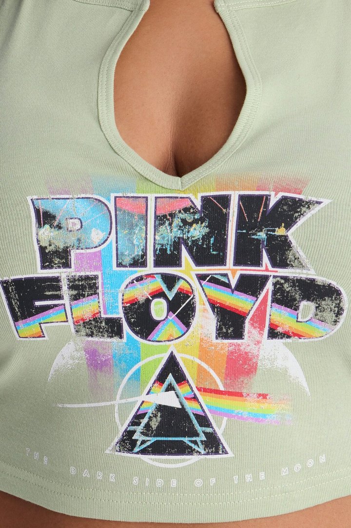 Pink Floyd Studded Notch Neck Tank - Sage