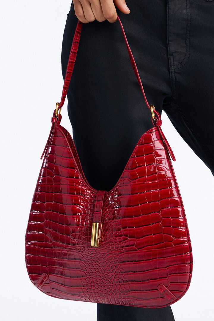 On The List Faux Leather Shoulder Bag - Red