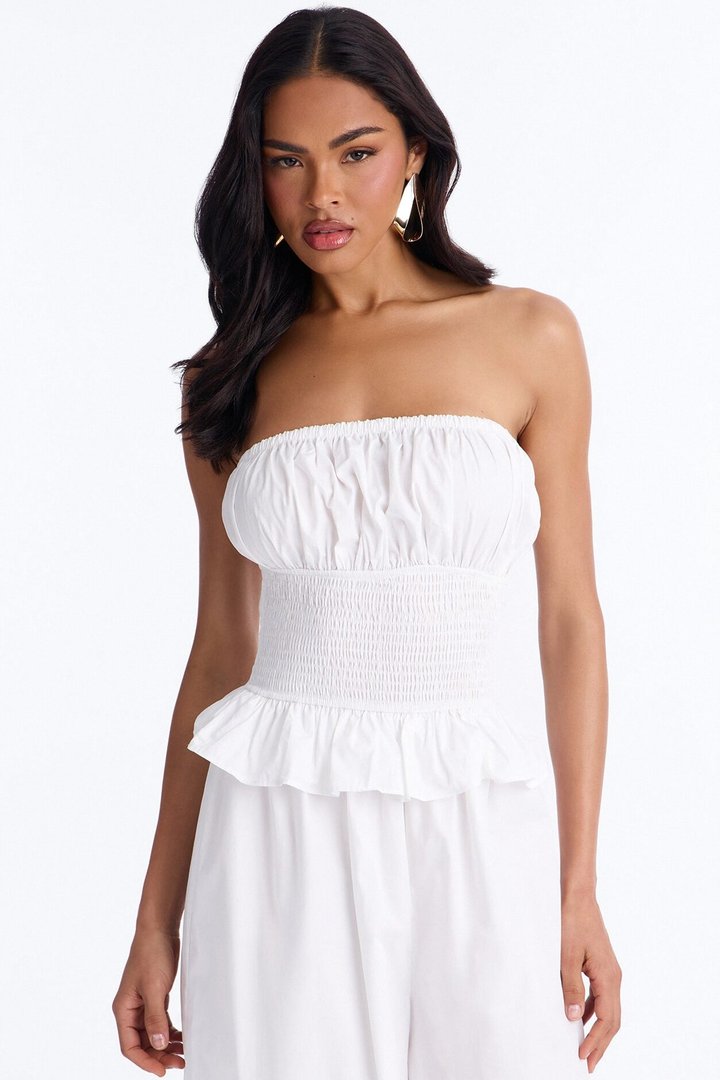 Airy Moment Poplin Balloon Leg Jumpsuit - White