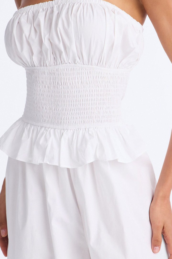 Airy Moment Poplin Balloon Leg Jumpsuit - White