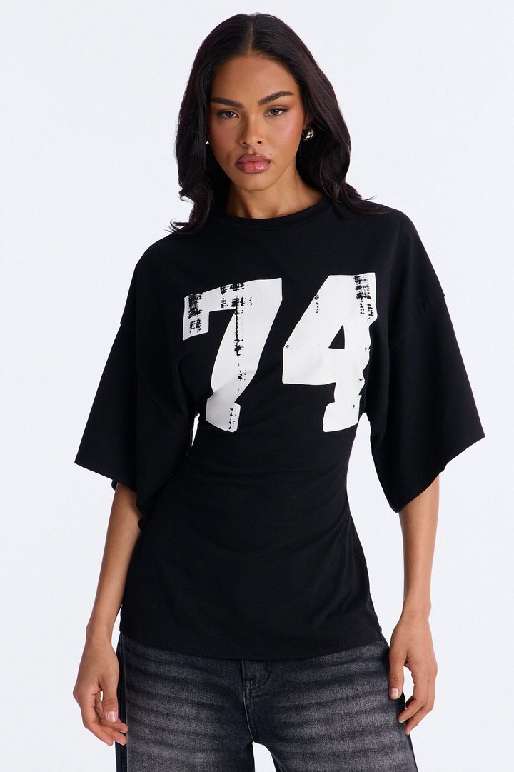 Final Game 74 Backless Lace Up Top - Black