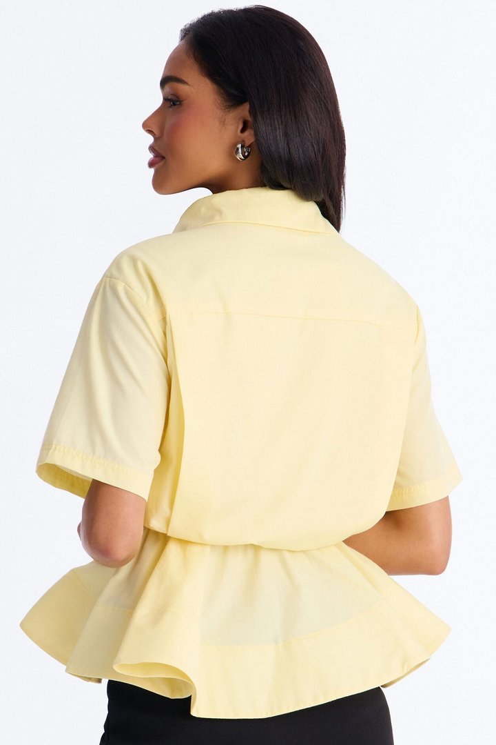 Classic Essentials Peplum Poplin Shirt - Yellow