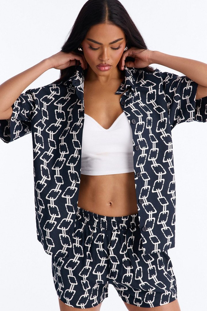 Chain Reaction Short Set - Black/White