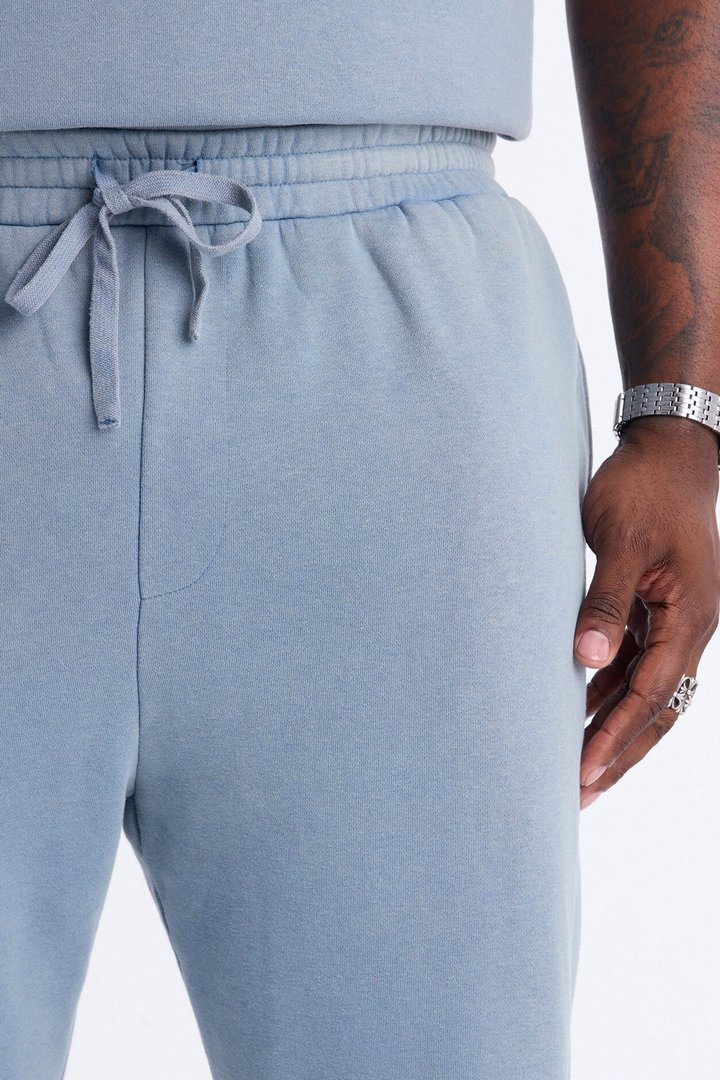 Washed Raw Edge Flare Sweatpant - Slate Blue