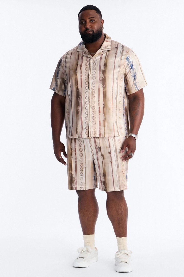 Rosewood Cuban Collar Button Up Shirt - Brown