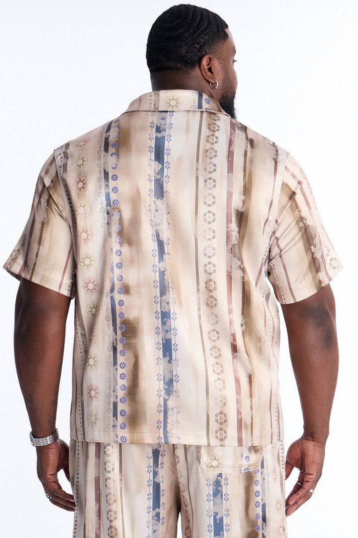 Rosewood Cuban Collar Button Up Shirt - Brown