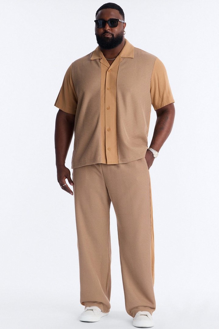 Brookfield Flow Cuban Collar Button Up Shirt - Tan