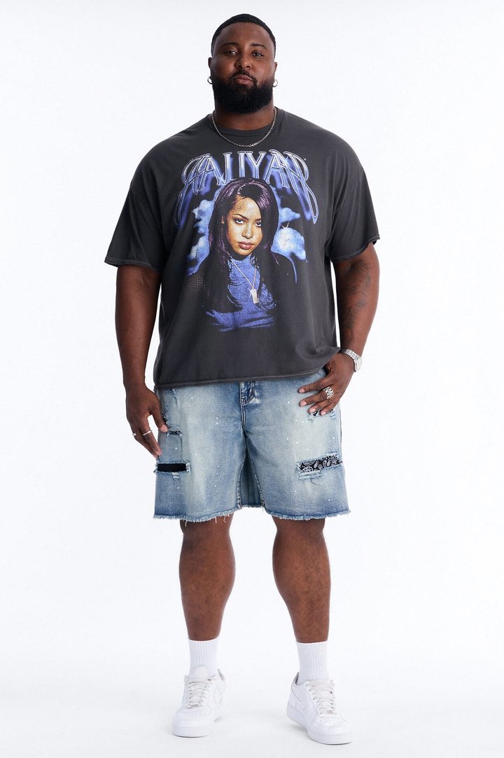 Relaxed Paisley District Denim Short - Medium Blue Wash