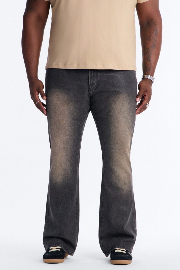Stacked Slim Flare Waxed Stealth Jean - Black Wash