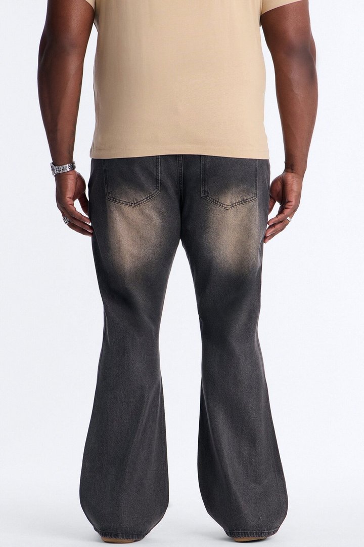 Stacked Slim Flare Waxed Stealth Jean - Black Wash