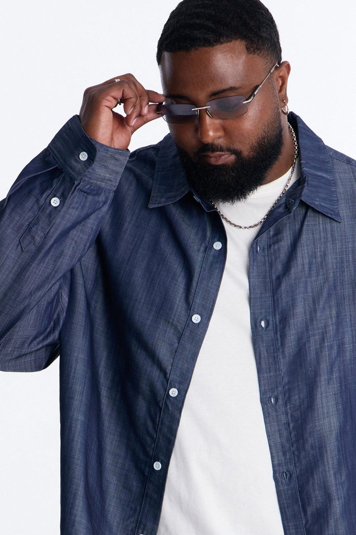Mercer Gates Relaxed Button Up Shirt - Indigo