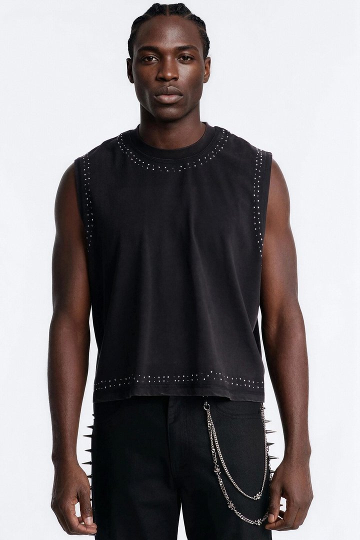 Boxy Cropped Caliber Muscle Tee - Black