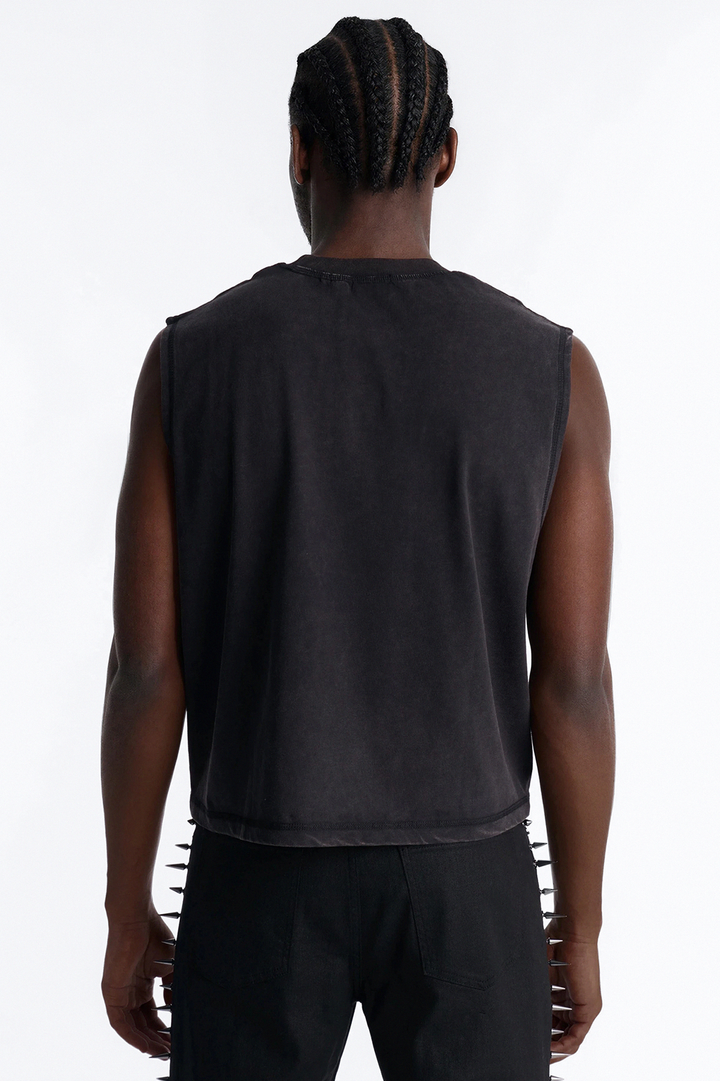 Boxy Cropped Caliber Muscle Tee - Black