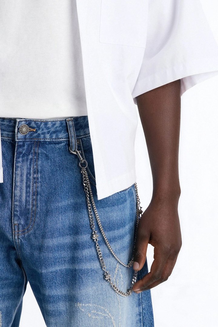 Barrel Etched Floral Jean - Medium Blue Wash