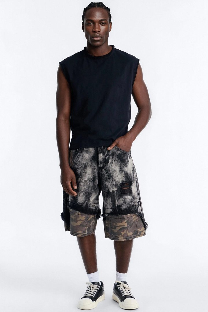 Baggy Safari Riot Denim Short - Black Wash