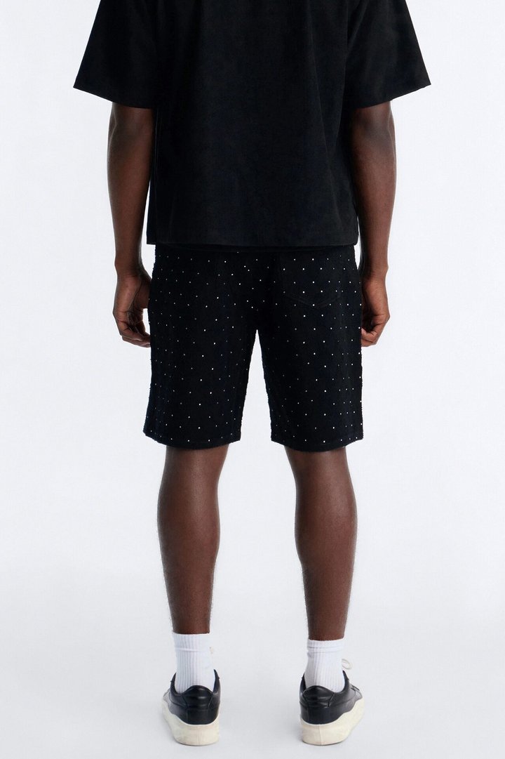 I Be Jeweled Relaxed Denim Short - Black