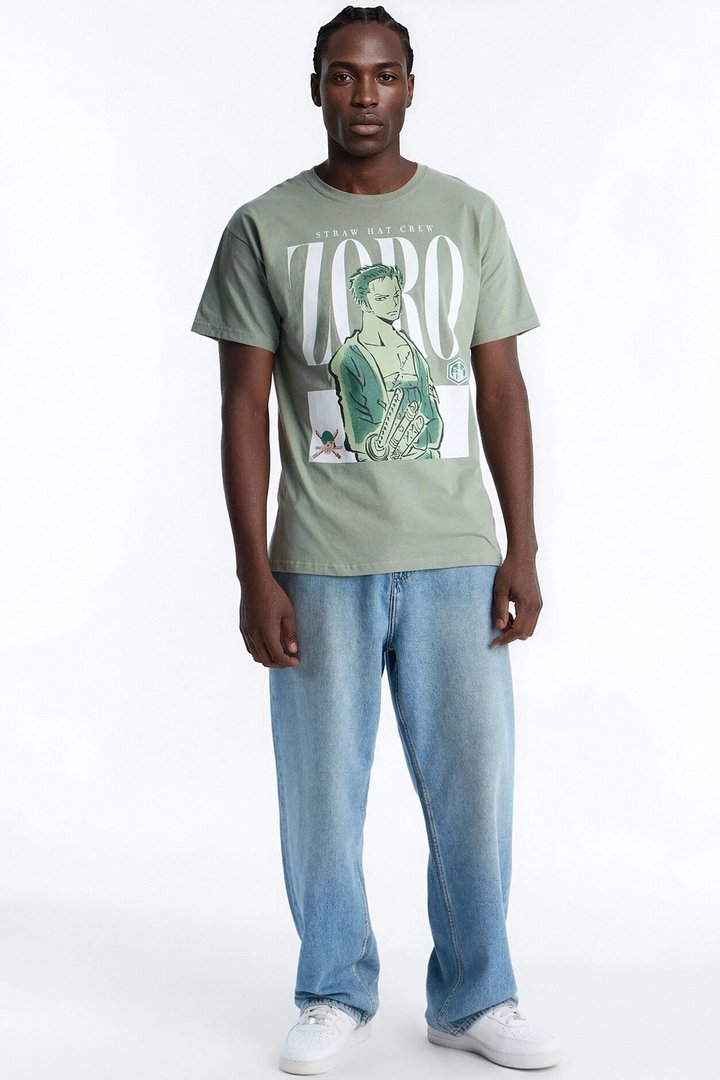 One Piece Zoro Pirate Hunter Oversized Short Sleeve Tee - Sage