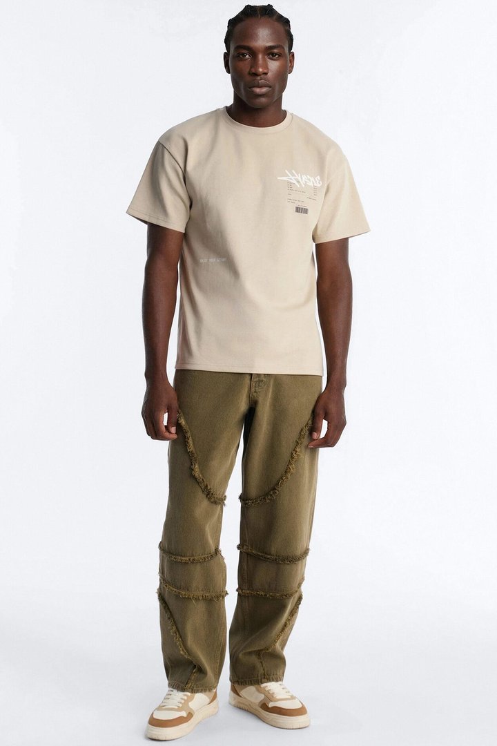 Hustle By Any Means Short Sleeve Tee - Khaki