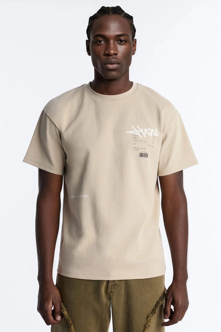 Hustle By Any Means Short Sleeve Tee - Khaki