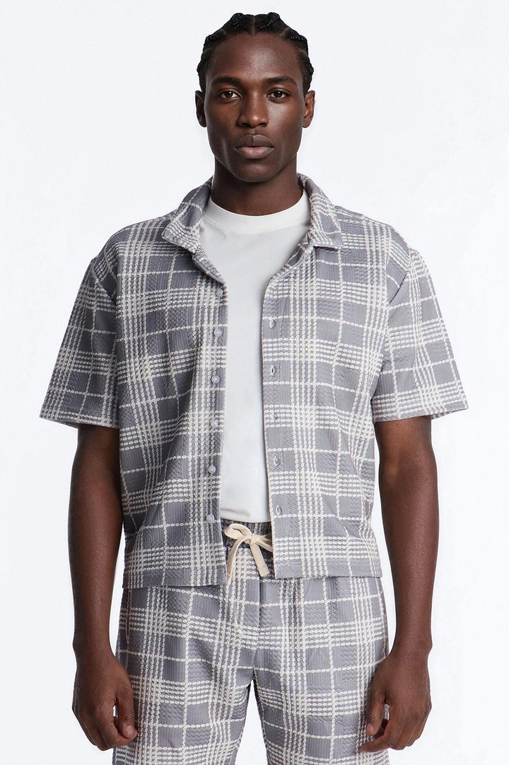 Islander Beadline Cuban Collar Shirt - Grey