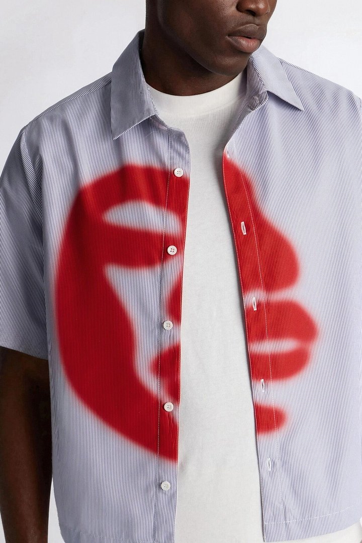 Half Visage Button Up Shirt - Blue/combo