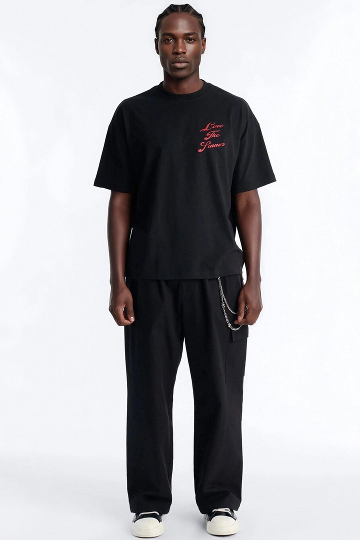 Love The Sinner Oversized Short Sleeve Tee - Black