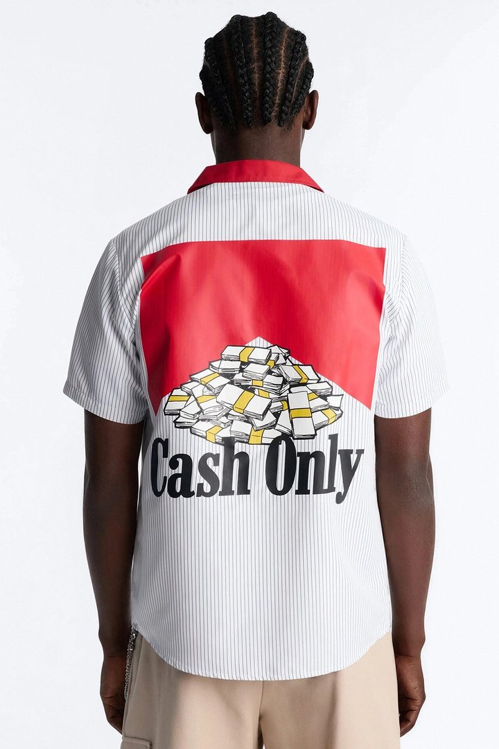 Cash Only Striped Button Up Shirt - White
