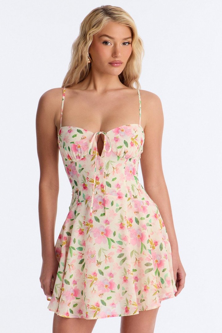 Christie Floral Mini Dress - Pink/combo