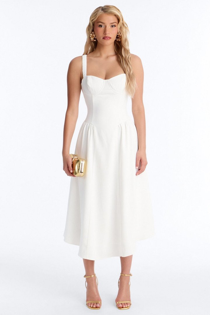 Sheri Crepe Midi Dress - White