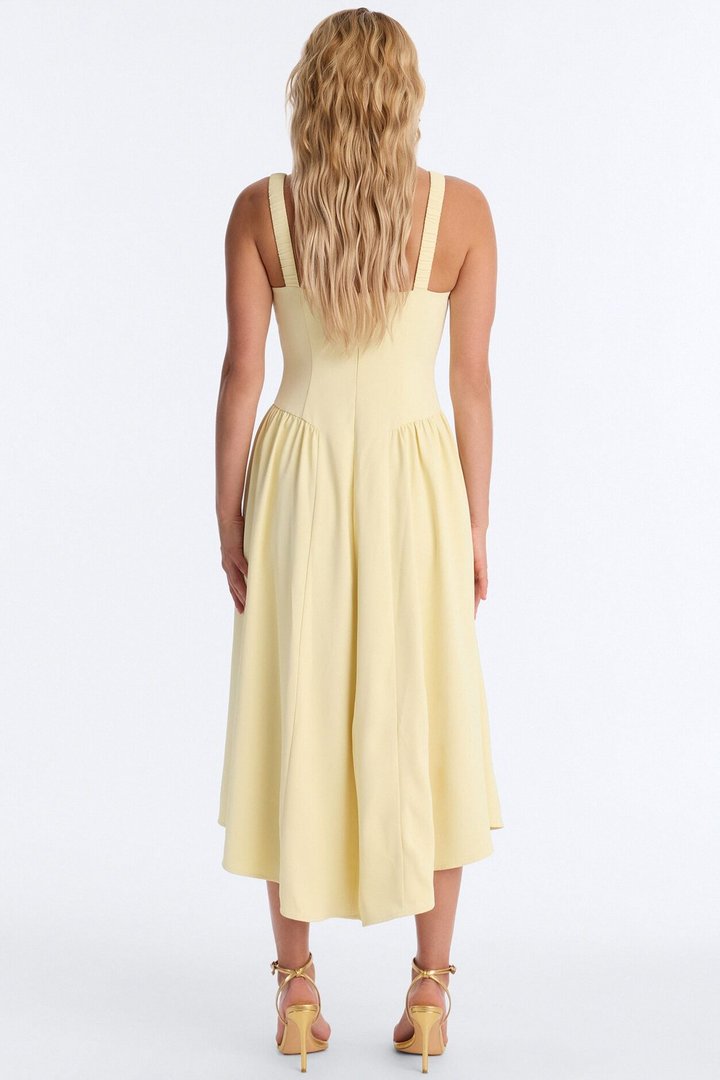Sheri Crepe Midi Dress - Yellow