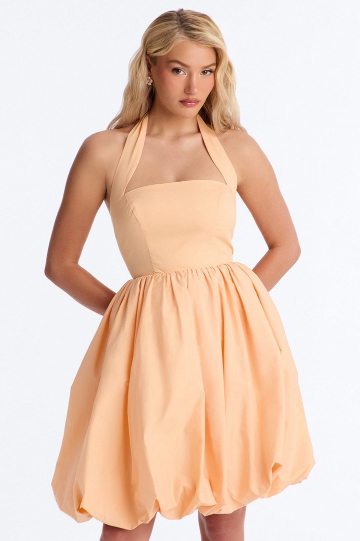 Lori Cutie Poplin Midi Dress - Peach