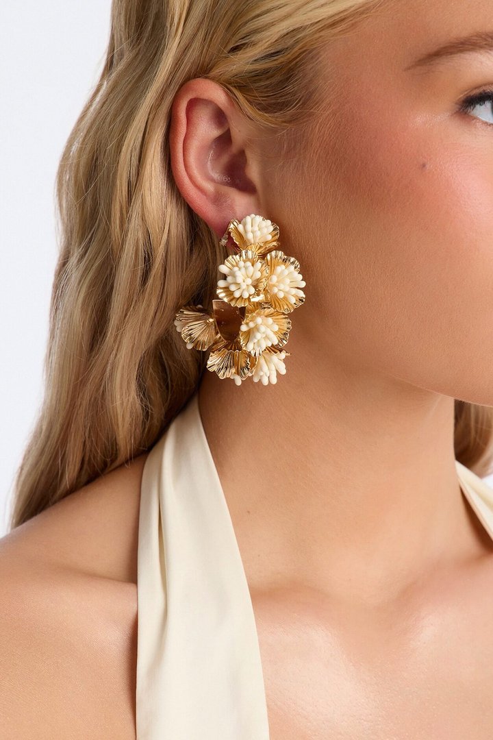 Favorite Season Floral Hoop Earrings - Gold/combo
