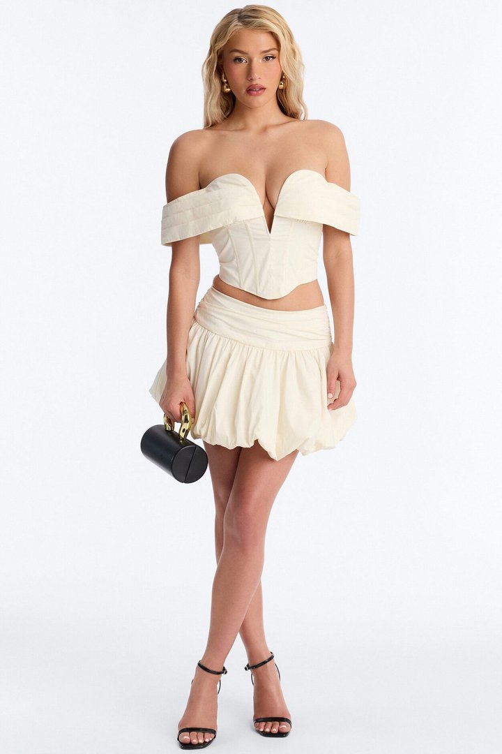 Lori Cutie Poplin Corset Top - Off White